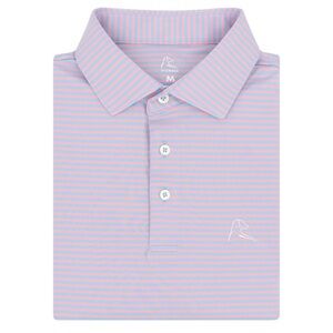 Rhoback Birdie Stripe Striped Performance Polo Blue / Pink XXL